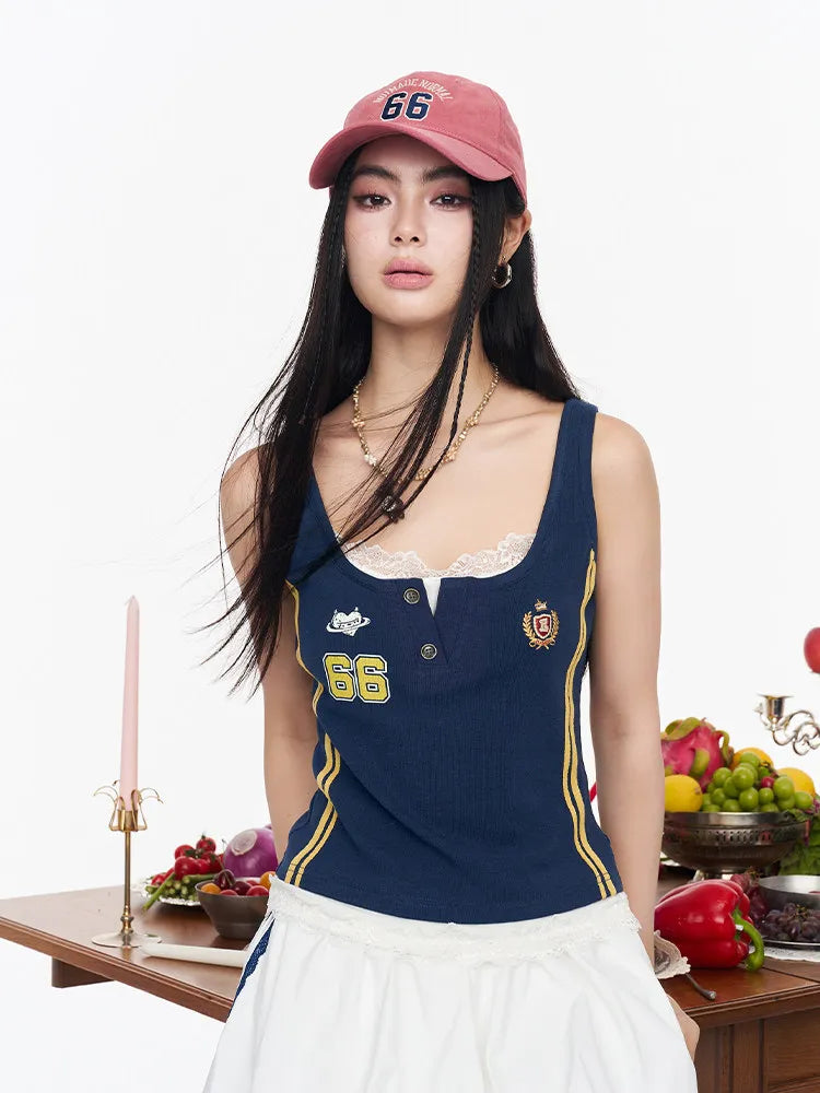 Women's Lace Trim Knit Camisole Tank Top