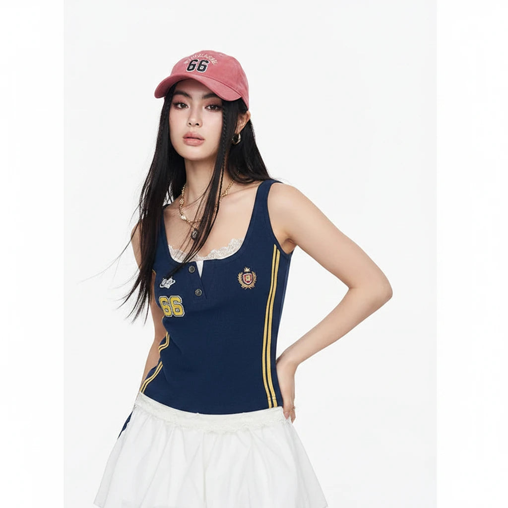 Women's Lace Trim Knit Camisole Tank Top