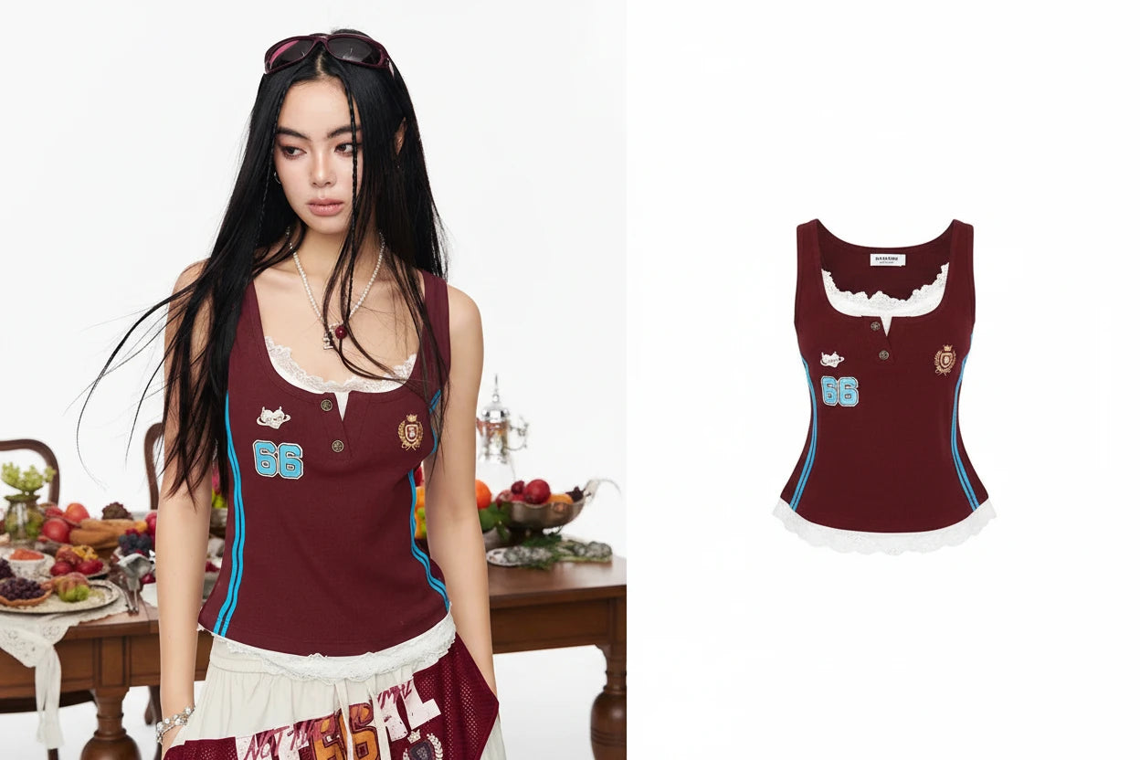 Women's Lace Trim Knit Camisole Tank Top