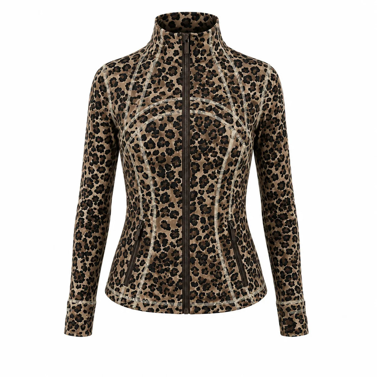 Women's Leopard Yoga Set | Slim Fit Jacket & Cropped Leggings