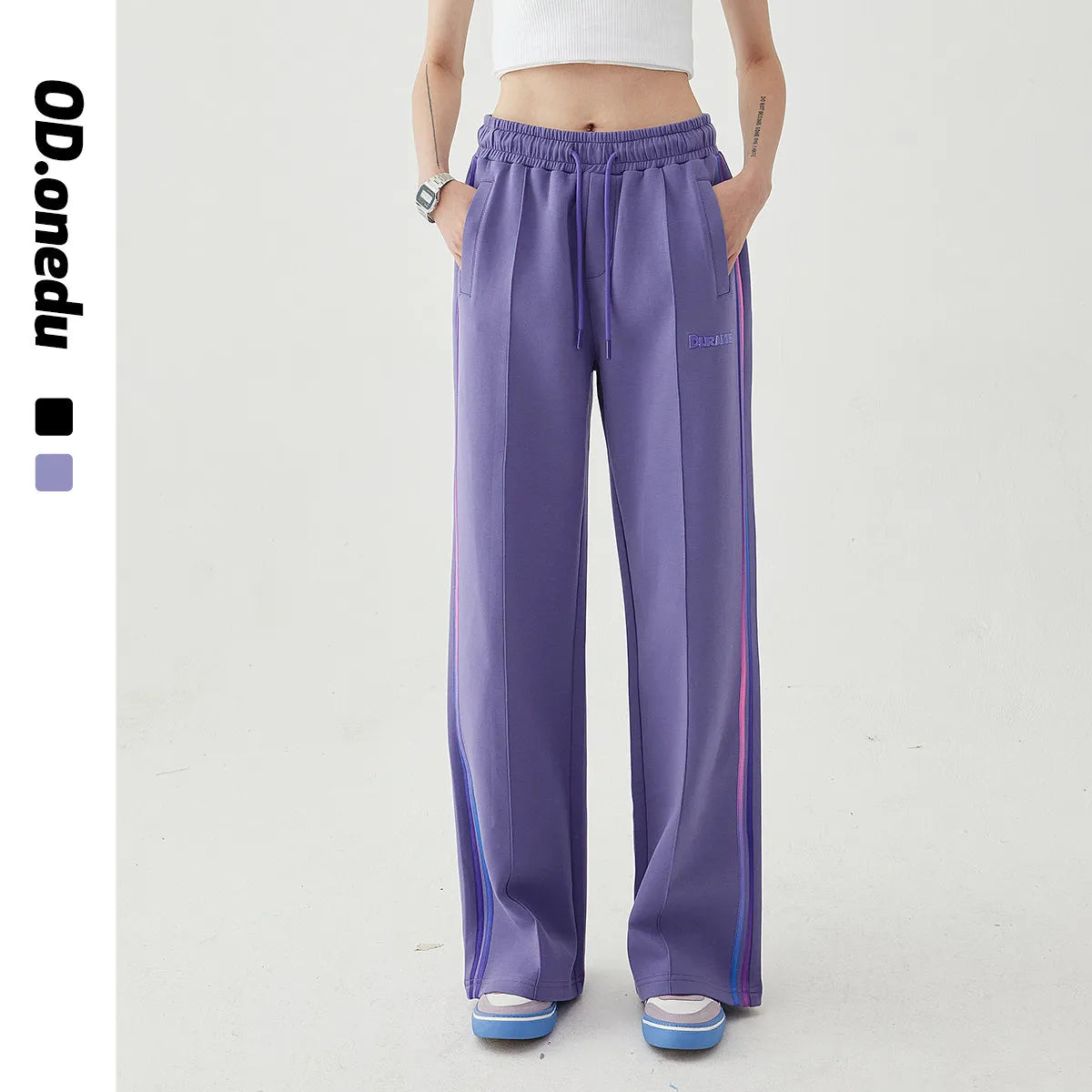 Women's Loose Fit Hooded Zipper Jacket and Straight Trousers Set