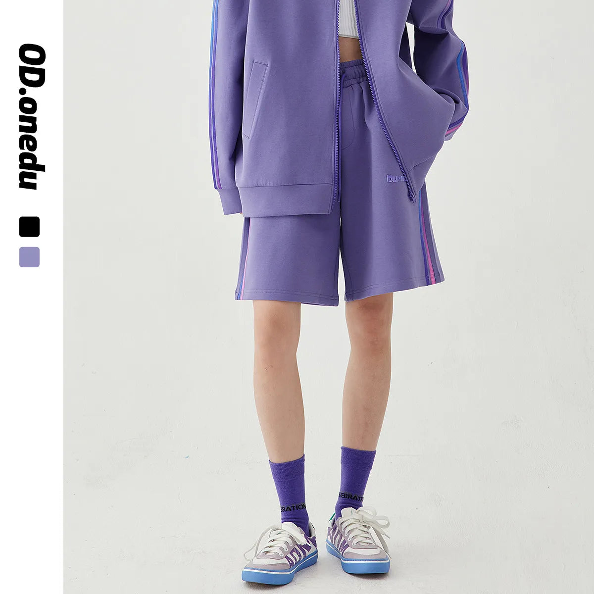 Women's Loose Fit Hooded Zipper Jacket and Straight Trousers Set