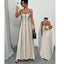 Women's Off-Shoulder Colorblock Bow Backless A-Line Maxi Dress