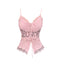 Women's Pink Lace Letter Print V-Neck Lace-Up Slim Fit Cami Top