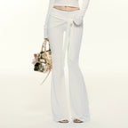 Women's Polka Dot Halter Top Knit Cardigan and Flared Pants Set