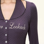 Women's Polka Dot Halter Top Knit Cardigan and Flared Pants Set