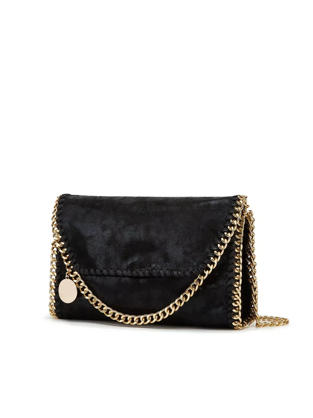 Women's PU Leather Crossbody Bag with Gold-Tone Chain Trim