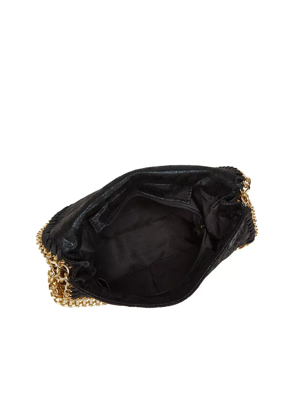 Women's PU Leather Crossbody Bag with Gold-Tone Chain Trim