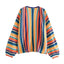 Women's Retro Hand-Crocheted Colorful Striped Knit Vest Cardigan