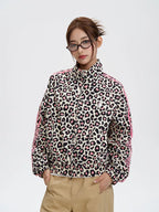 Women's Retro Leopard Print Stand Collar Cropped Jacket