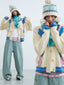 Women's Retro Preppy Argyle Cable Knit Cardigan Sweater