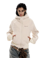 Women's Retro Sherpa Fleece Cropped Hooded Jacket