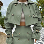Women's Retro Short Jacket and Mini Skirt Two-Piece Set