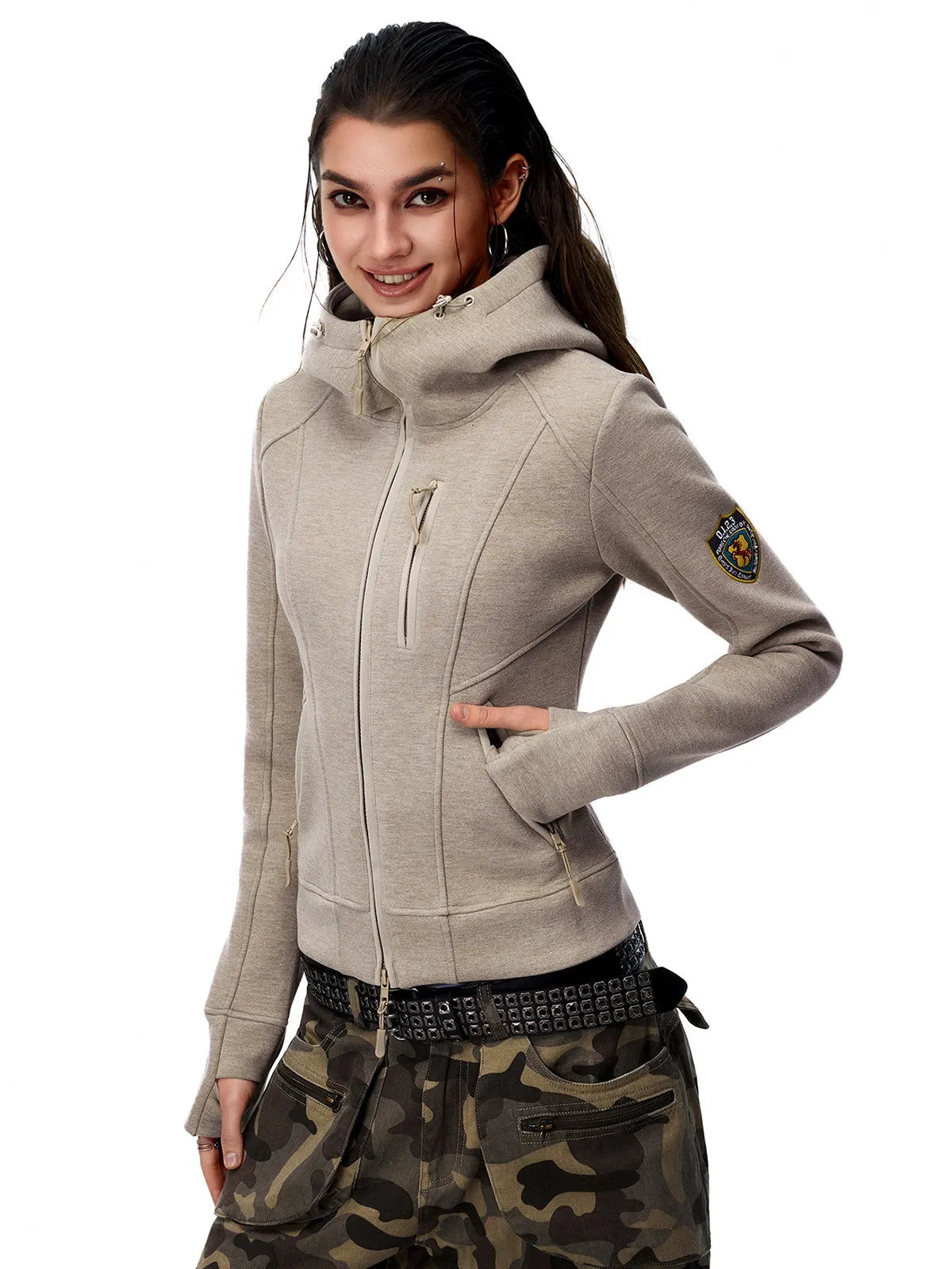 Women's Retro Slim Fit Zip-Up Hooded Jacket