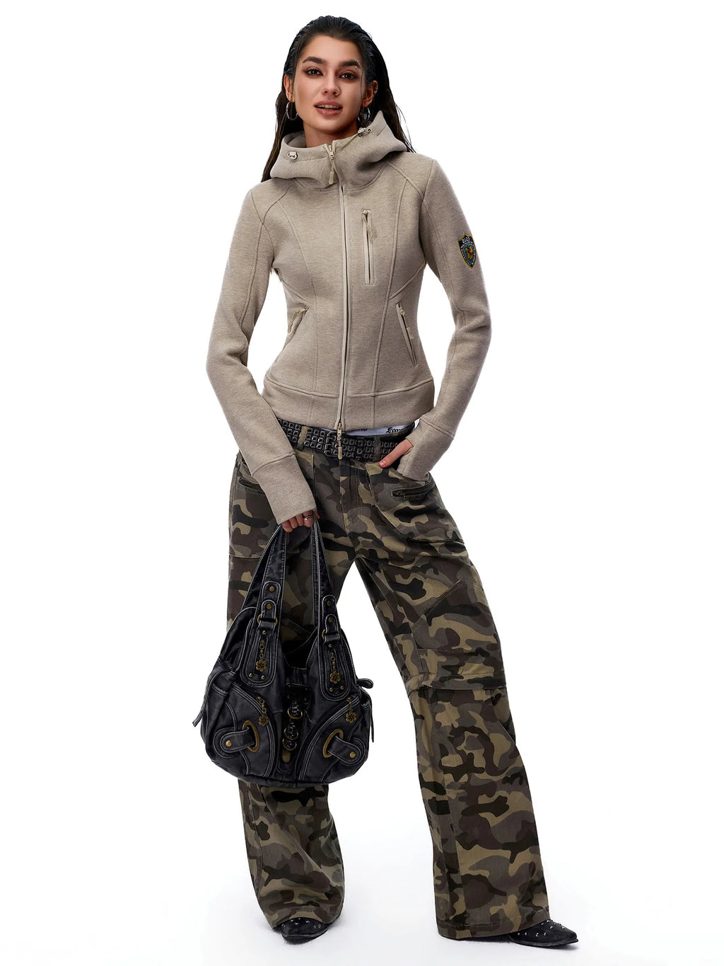 Women's Retro Slim Fit Zip-Up Hooded Jacket