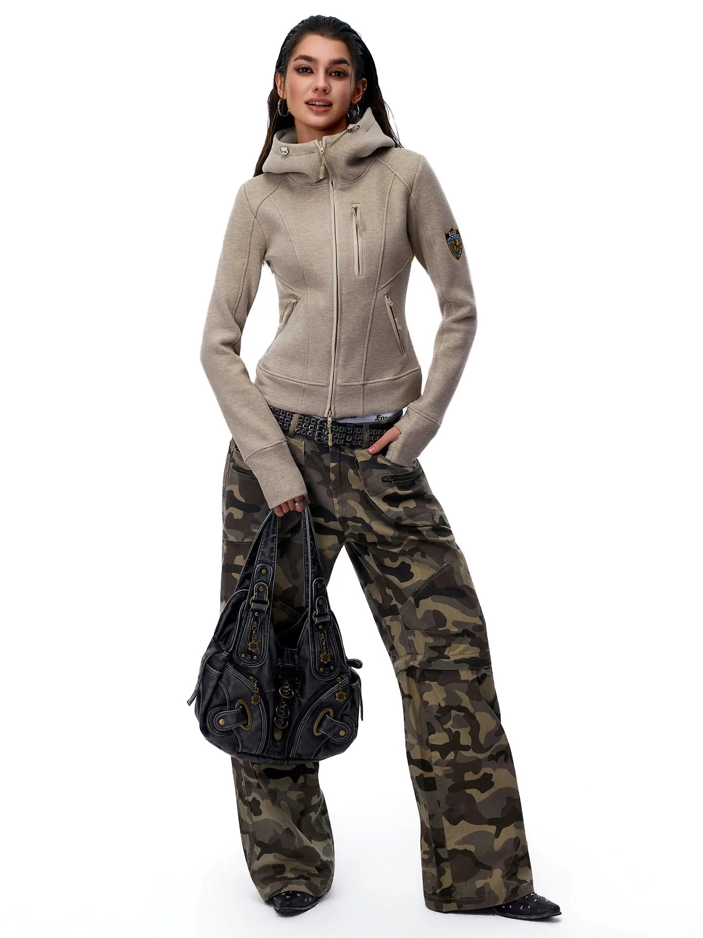 Women's Retro Slim Fit Zip-Up Hooded Jacket