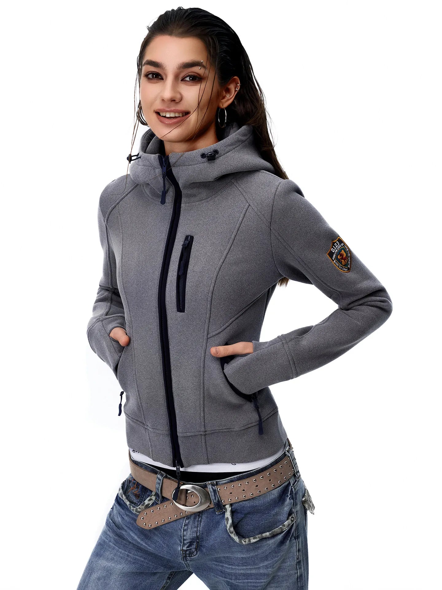 Women's Retro Slim Fit Zip-Up Hooded Jacket