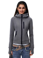 Women's Retro Slim Fit Zip-Up Hooded Jacket