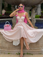 Women's Retro Striped Draped A-Line Maxi Dress