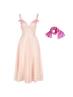 Women's Retro Striped Draped A-Line Maxi Dress
