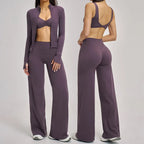 Women's Seamless Long Sleeve Leggings Sports Bra Workout Yoga Set