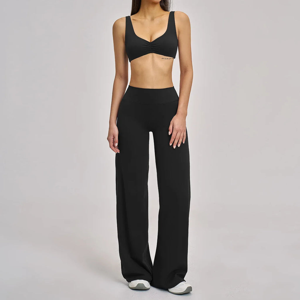 Women's Seamless Long Sleeve Leggings Sports Bra Workout Yoga Set