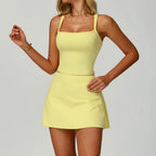 Women's Sexy Yoga Tracksuit Set Sleeveless Sports Bra High Waist Short Skirt 2 Piece Workout Suit