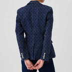 Women's Single Breasted Denim Suit Jacket with Pockets