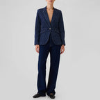 Women's Single Breasted Denim Suit Jacket with Pockets