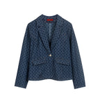 Women's Single Breasted Denim Suit Jacket with Pockets