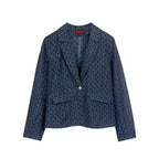 Women's Single Breasted Denim Suit Jacket with Pockets
