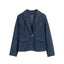 Women's Single Breasted Denim Suit Jacket with Pockets