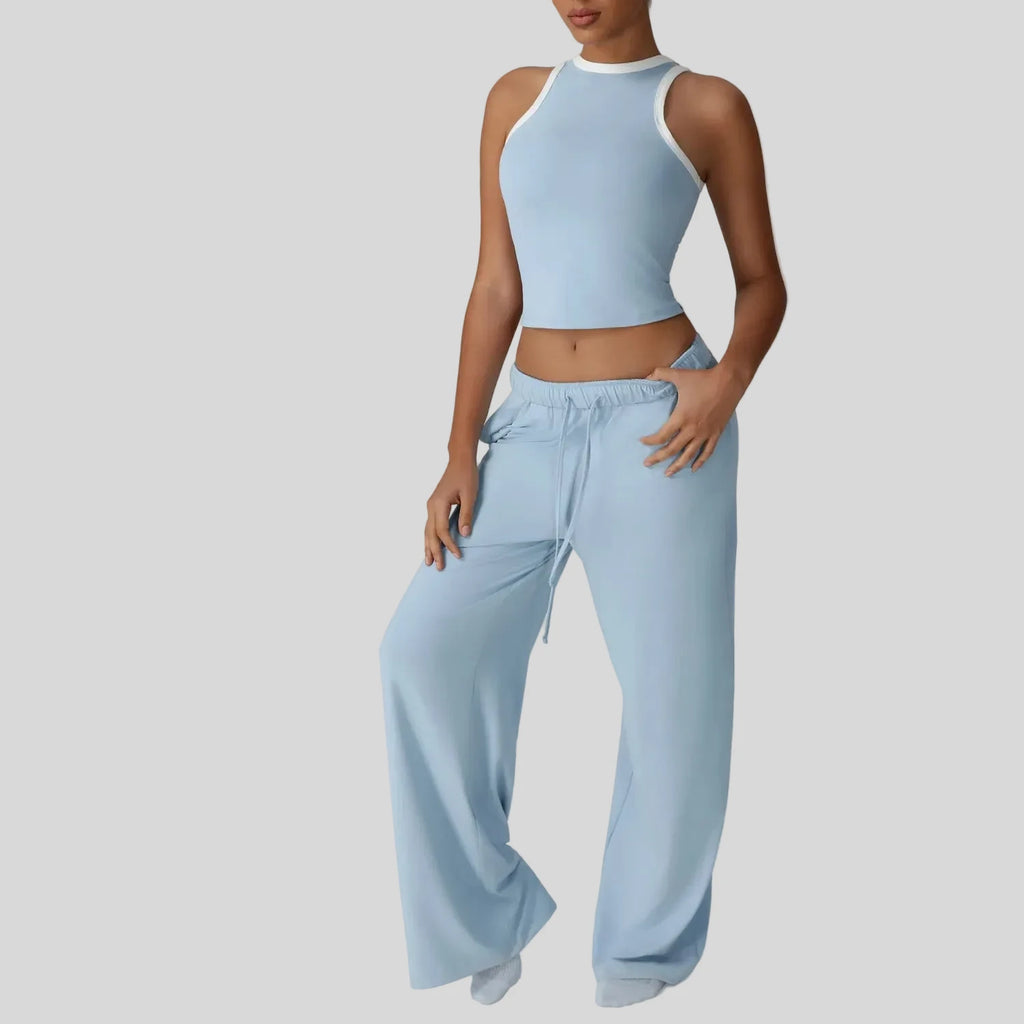 Women's Sleeveless Vest and Leggings Sports Suit Set
