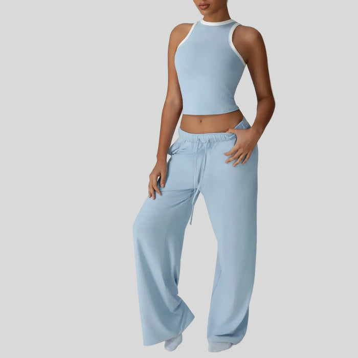 Women's Sleeveless Vest and Leggings Sports Suit Set