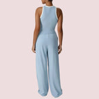 Women's Sleeveless Vest and Leggings Sports Suit Set