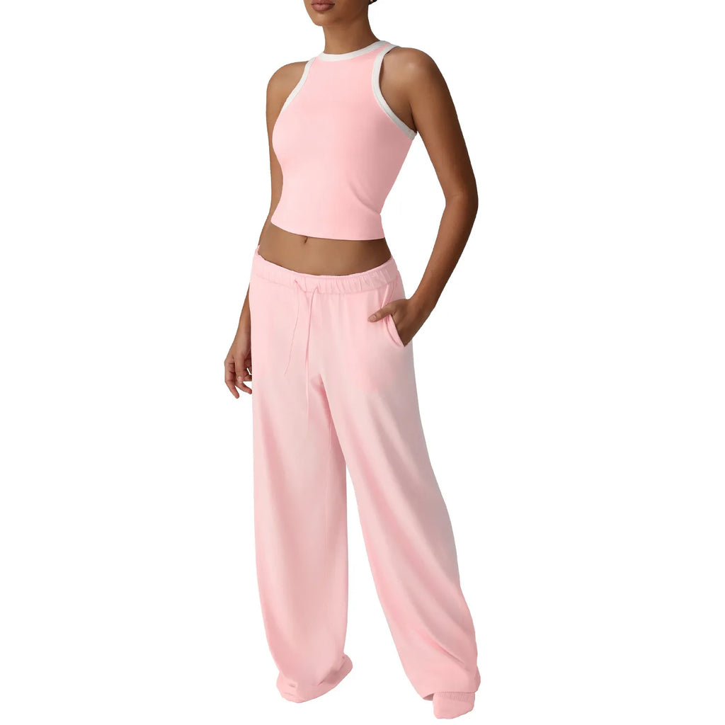 Women's Sleeveless Vest and Leggings Sports Suit Set