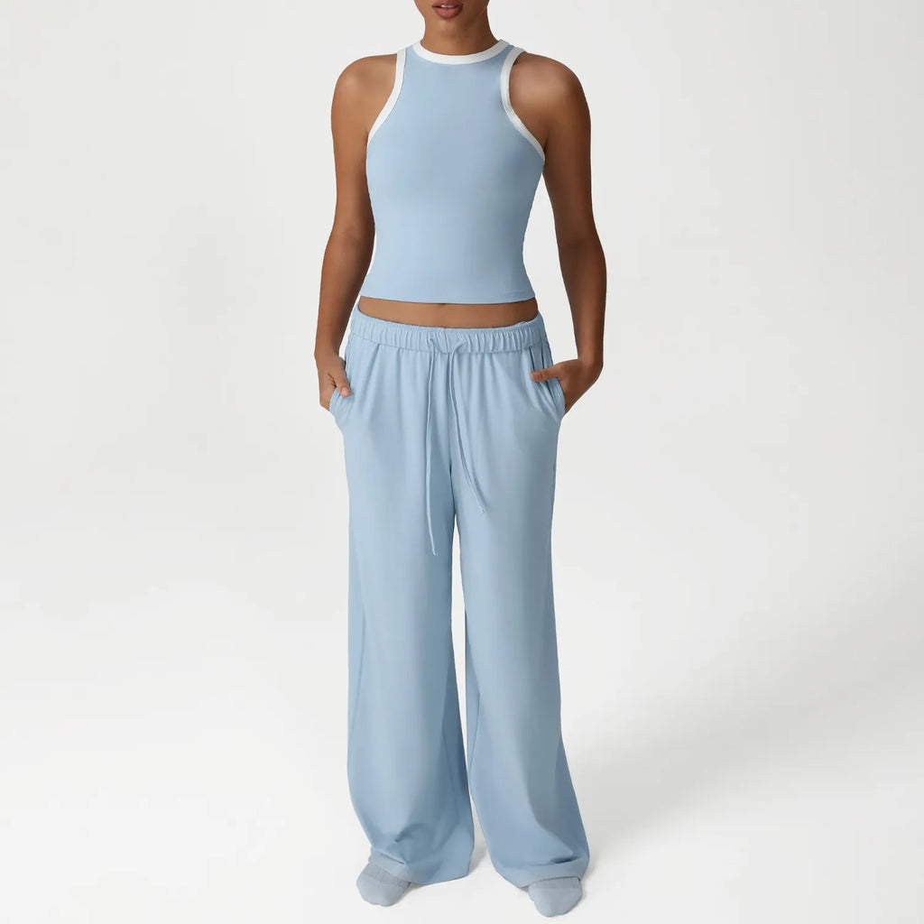 Women's Sleeveless Vest and Leggings Sports Suit Set