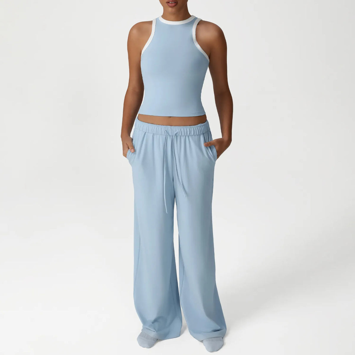 Women's Sleeveless Vest and Leggings Sports Suit Set