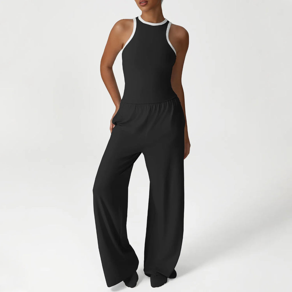 Women's Sleeveless Vest and Leggings Sports Suit Set