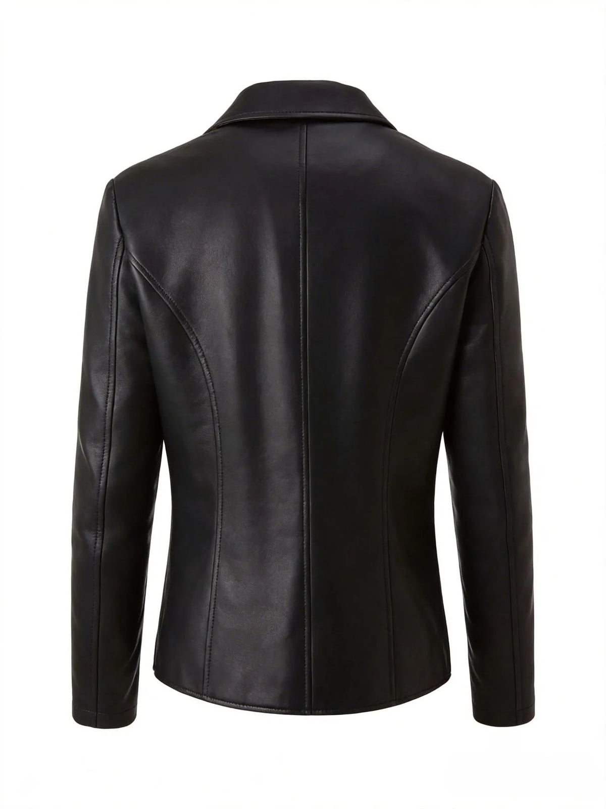 Women's Slim Fit Faux Leather Jacket Lapel Collar Long Sleeve