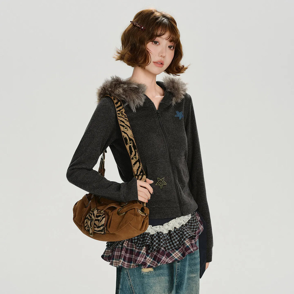 Women's Slim Fit Hooded Short Cardigan Jacket