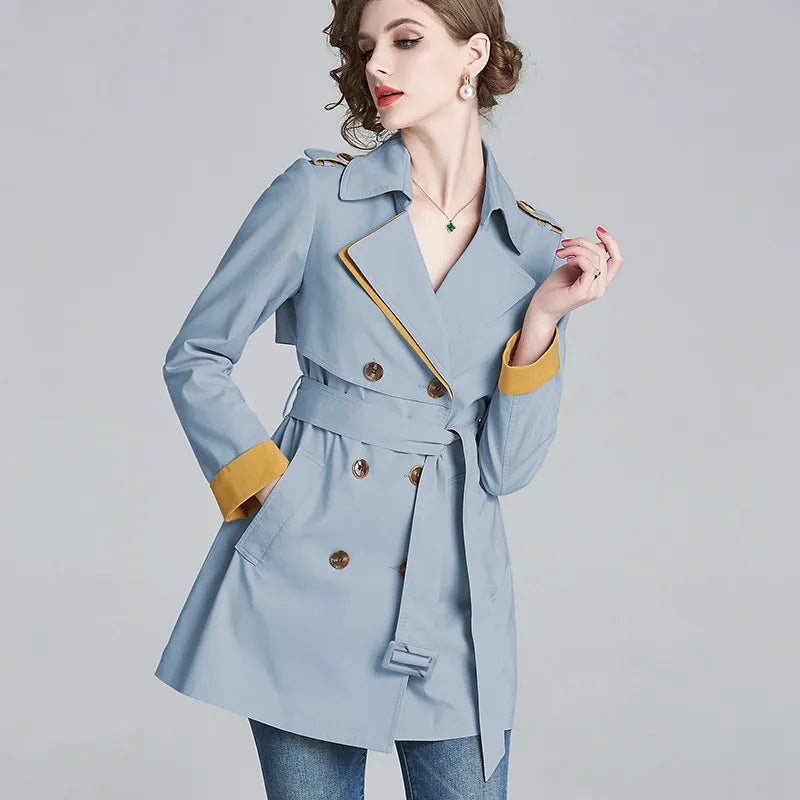 Women's Slim Fit Mid-Length Double Breasted Trench Coat
