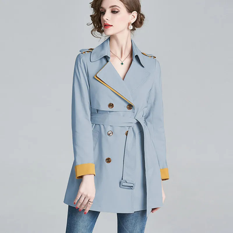 Women's Slim Fit Mid-Length Double Breasted Trench Coat
