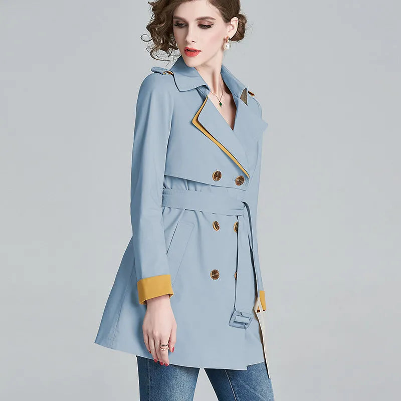 Women's Slim Fit Mid-Length Double Breasted Trench Coat