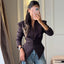 Women's Solid Stand Collar Blazer Shorts Set Office Outfit