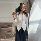 Women's Solid Stand Collar Blazer Shorts Set Office Outfit