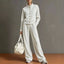 Women's Stand Collar Cardigan Sweatshirt and Wide Leg Pants Set