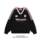 Women's Star Print V-Neck Loose Fit Sweatshirt