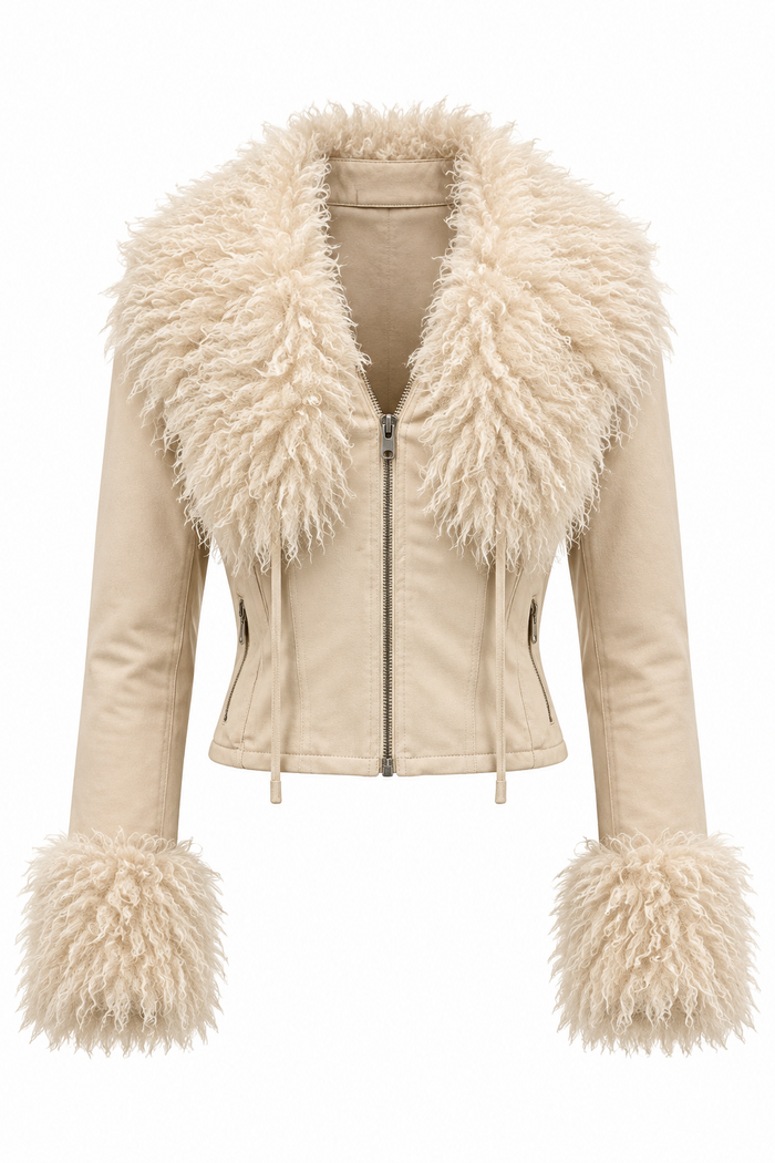 Women's Street Style Plush Splicing Short Jacket