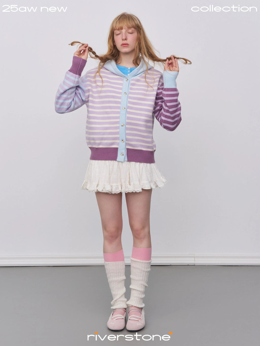 Women's Striped Colorblock Hooded Knit Jacket Sweater